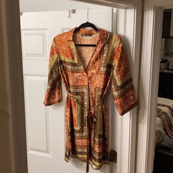 Zara Silk Pattern Belted Tunic - Picture 5 of 5